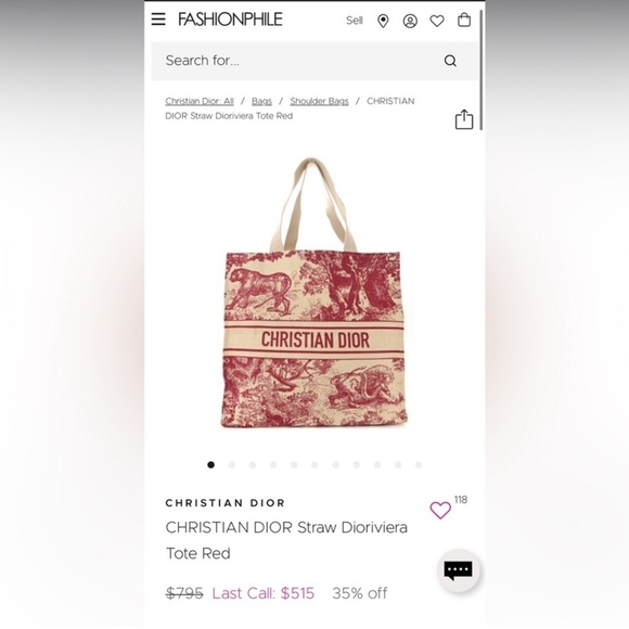 Christian Dior Red and Cream Canvas Tote Bag - Picture 8 of 8